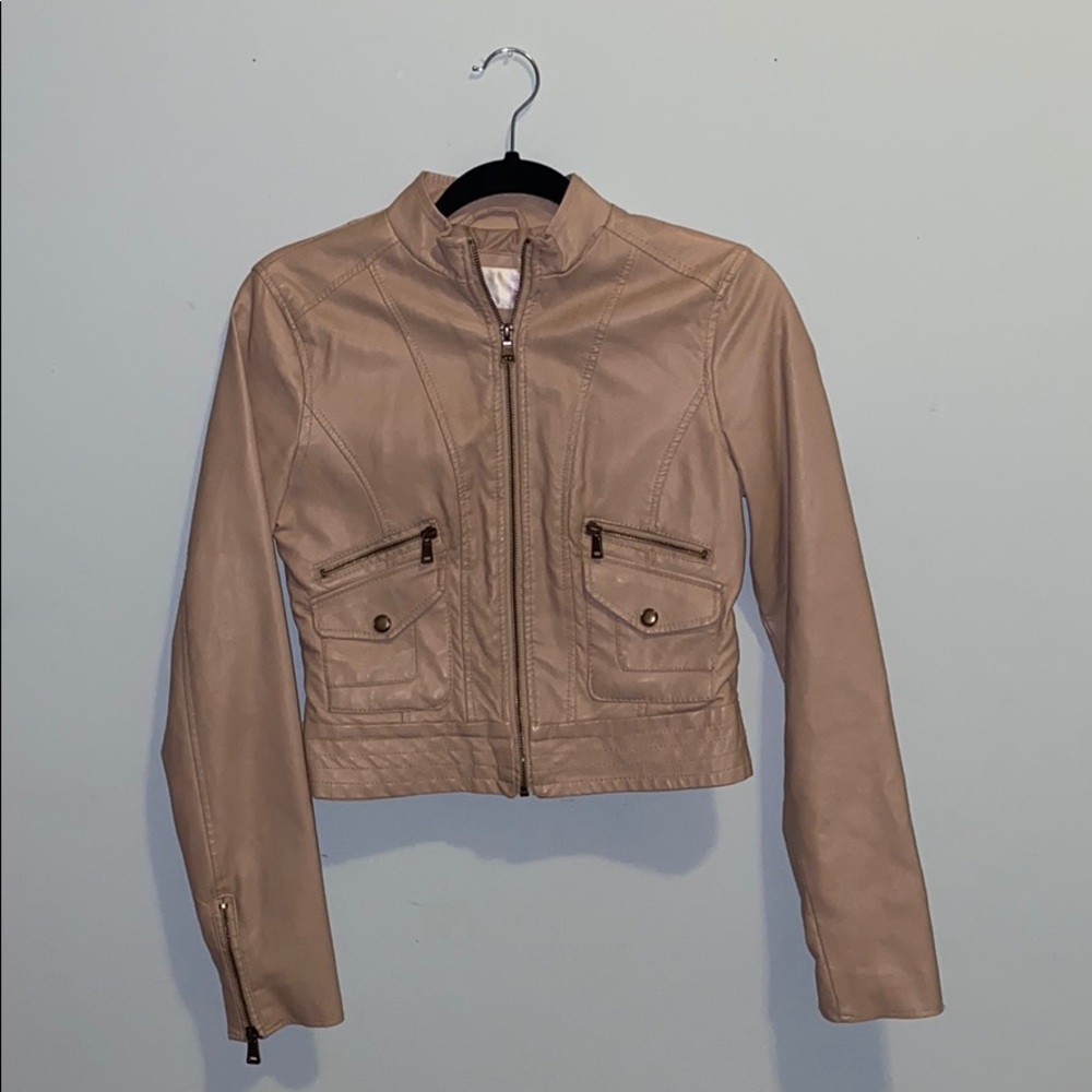 Blush, faux leather jacket